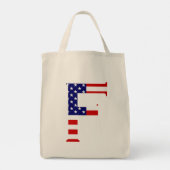 F Monogram überlagert sich auf US Flag Gtcnt Tragetasche (Rückseite)