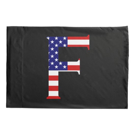 F Monogram überlagert sich auf US Flag Pccn Kissenbezug (Rückseite)