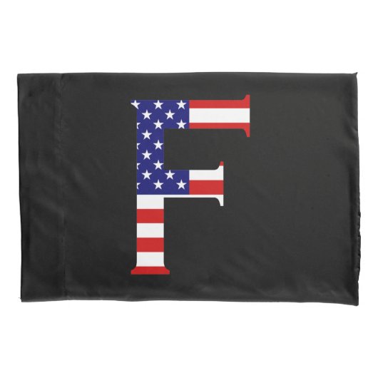 F Monogram überlagert sich auf US Flag Pccn Kissenbezug (Vorderseite)