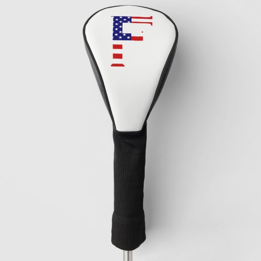 F Monogram überlagert sich auf US-Flaggendokumenta Golf Headcover (Vorderseite)