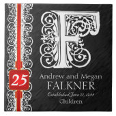 F Monogram "White Lace on Black" Anniversary Tile Fliese (Vorderseite)