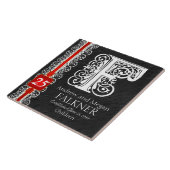 F Monogram "White Lace on Black" Anniversary Tile Fliese (Seite)