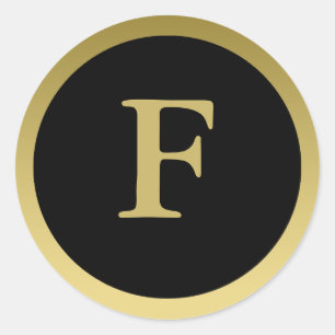 F: Monogramm F Sticker für Gold und Schwarz