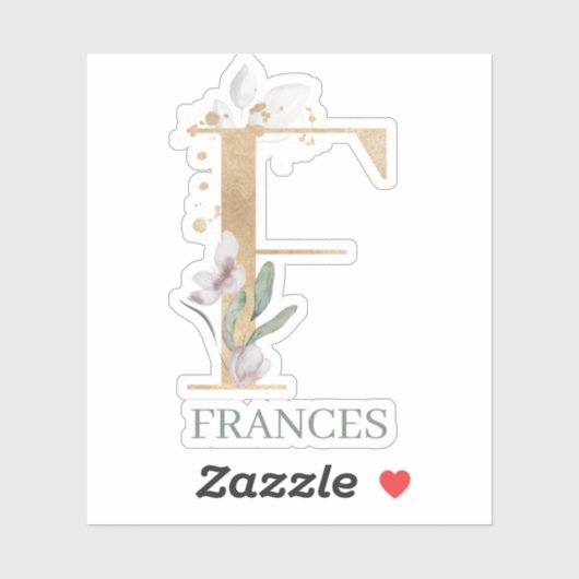 F Monogramm Floral Personalisiert Aufkleber (Blatt)