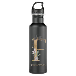 F Monogramm Floral Personalisiert Edelstahlflasche
