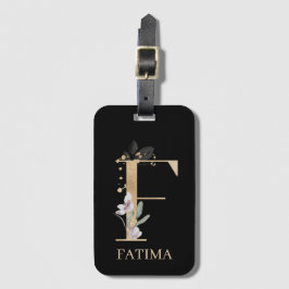 F Monogramm Floral Personalisiert Gepäckanhänger