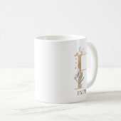 F Monogramm Floral Personalisiert Kaffeetasse (VorderseiteRechts)
