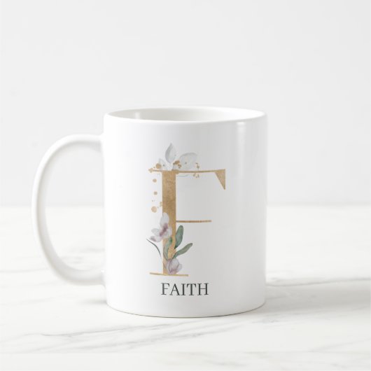 F Monogramm Floral Personalisiert Kaffeetasse (Links)