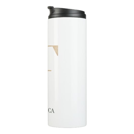 F Monogramm Floral Personalisiert Thermosbecher (Nach rechts gedreht)