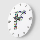F Monogramm Große Wanduhr (Winkel)
