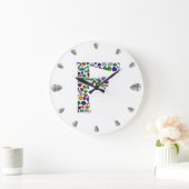 F Monogramm Große Wanduhr (Zuhause)