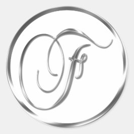 F Monogramm Imitate Silberumschlag oder Gutes Sieg Runder Aufkleber