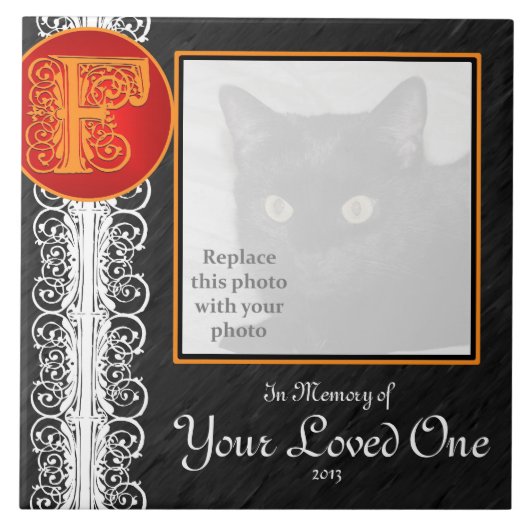 F Monogramm "In Gedächtnis deines Liebsten" Tile Fliese (Vorderseite)