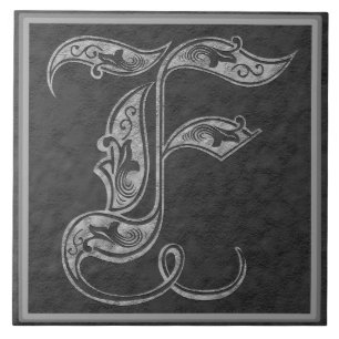 F-Monogramm "königliche graue Stein" Fliese