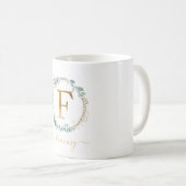 F Monogramm, kundenspezifischer Blattkranz Kaffeetasse (VorderseiteRechts)