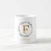 F Monogramm, kundenspezifischer Blattkranz Kaffeetasse (Mittel)