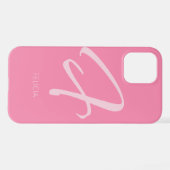 F Monogramm Personalisiert rosa iPhone Hülle (Rückseite (Horizontal))