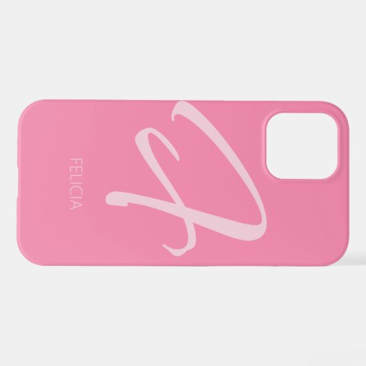 F Monogramm Personalisiert rosa iPhone Hülle (Rückseite (Horizontal))