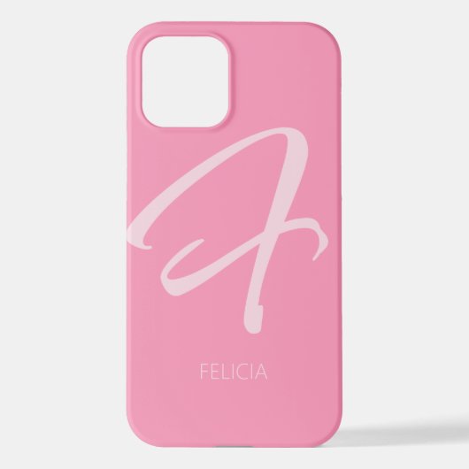 F Monogramm Personalisiert rosa iPhone Hülle (Rückseite)