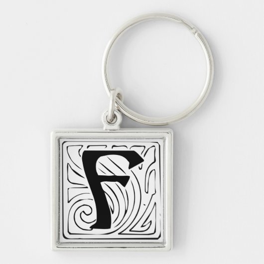 F Monogramm schwarz Schlüsselanhänger (Vorne)