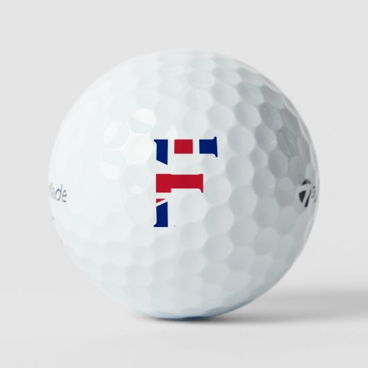 F Monogramm überlagert auf der Flagge der Union tm Golfball (Vorderseite)