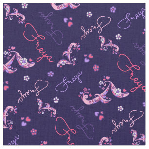 F-Monogramm und personalisiertes NamensFreya Stoff