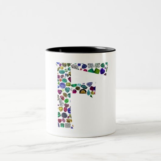 F Monogramm Zweifarbige Tasse (Mittel)