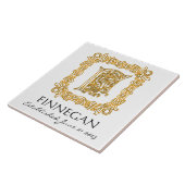 "F" Nachname Hochzeitstag Monogram Tile Fliese (Seite)
