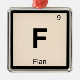 F - Periodisches Tabellensymbol für die Flan Chem Ornament Aus Metall