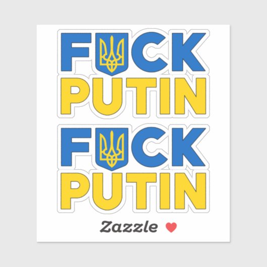 F Putin gegen Putin macht die Flagge der Ukraine Aufkleber (Blatt)