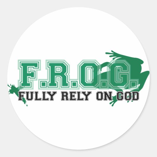 F.R.O.G. - Voll auf Gott (grün) angewiesen Runder Aufkleber (Vorderseite)