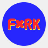 F*RK - Entwurf Nr. 2 der gespielten Zensurgabel Runder Aufkleber (Vorderseite)