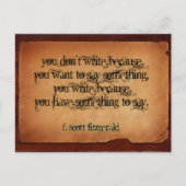 F. Scott Fitzgerald Inspirational Zitat "schreiben Postkarte (Vorderseite)