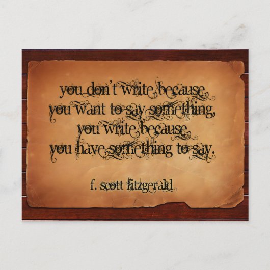 F. Scott Fitzgerald Inspirational Zitat "schreiben Postkarte (Vorderseite)