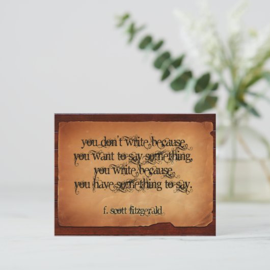 F. Scott Fitzgerald Inspirational Zitat "schreiben Postkarte (Stehend Vorderseite)