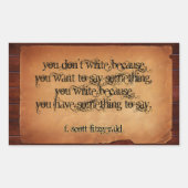 F. Scott Fitzgerald Inspirational Zitat "schreiben Rechteckiger Aufkleber (Vorderseite)