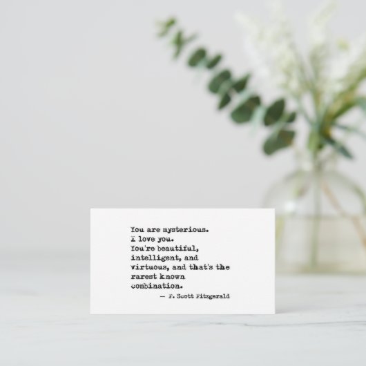 F Scott Fitzgerald Quote Visitenkarte (Stehend Vorderseite)
