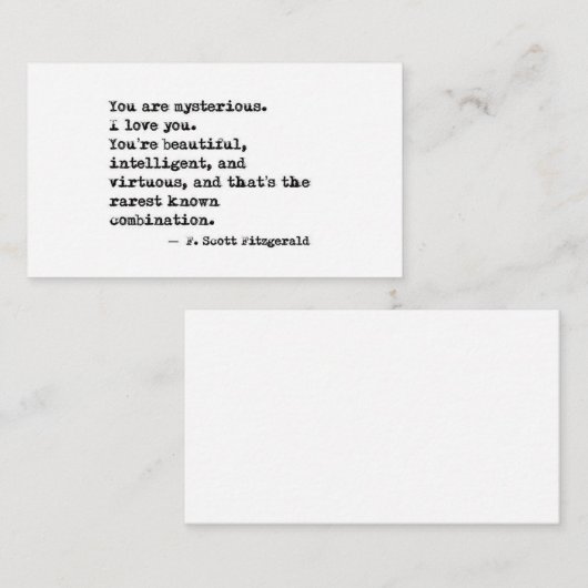 F Scott Fitzgerald Quote Visitenkarte (Vorne/Hinten)