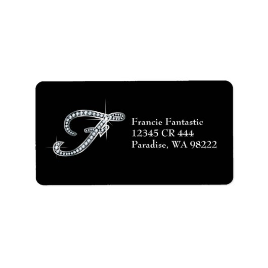 F-Script-Label "Diamant Bling" Adressaufkleber (Vorne)
