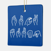 F TRUMP (IN ZEICHENSPRACHE) KERAMIKORNAMENT (Links)