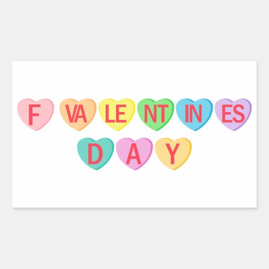 F VALENTINE'S DAY - Candy Hearts Banner Rechteckiger Aufkleber (Vorderseite)
