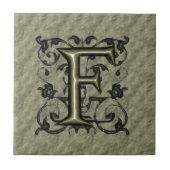 F - Vintages Monogramm (Gold) Fliese (Vorderseite)