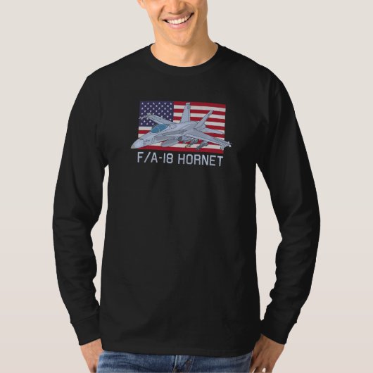Fa 18 Hornet Jet Fighter Flugzeug American Flag T-Shirt (Vorderseite)