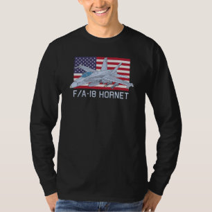 Fa 18 Hornet Jet Fighter Flugzeug American Flag T-Shirt