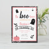 Fa"boo"lous Girls Birthday Ghost Halloween Einladung (Stehend Vorderseite)