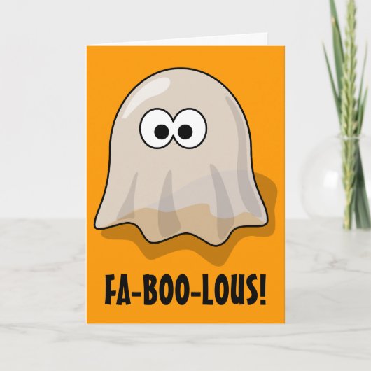 Fa-BOO-Lous niedlicher Cartoon-Halloween-Geist Karte (Vorderseite)