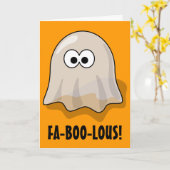 Fa-BOO-Lous niedlicher Cartoon-Halloween-Geist Karte (Gelbe Blume)