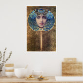 Fä cher auf goldenem Grund Poster (Küche)