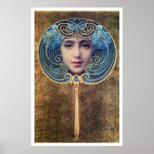 Fä cher auf goldenem Grund Poster