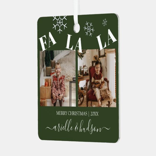 Fa La 2 Foto Weihnachtsbaum Ornament Aus Metall (Vorderseite links)